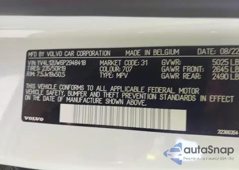 2023 Volvo Xc40 B5 Plus Dark Theme из США, поврежденный, VIN YV4L12UW6P2948418